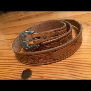 Vintage Leather Tooled Belt